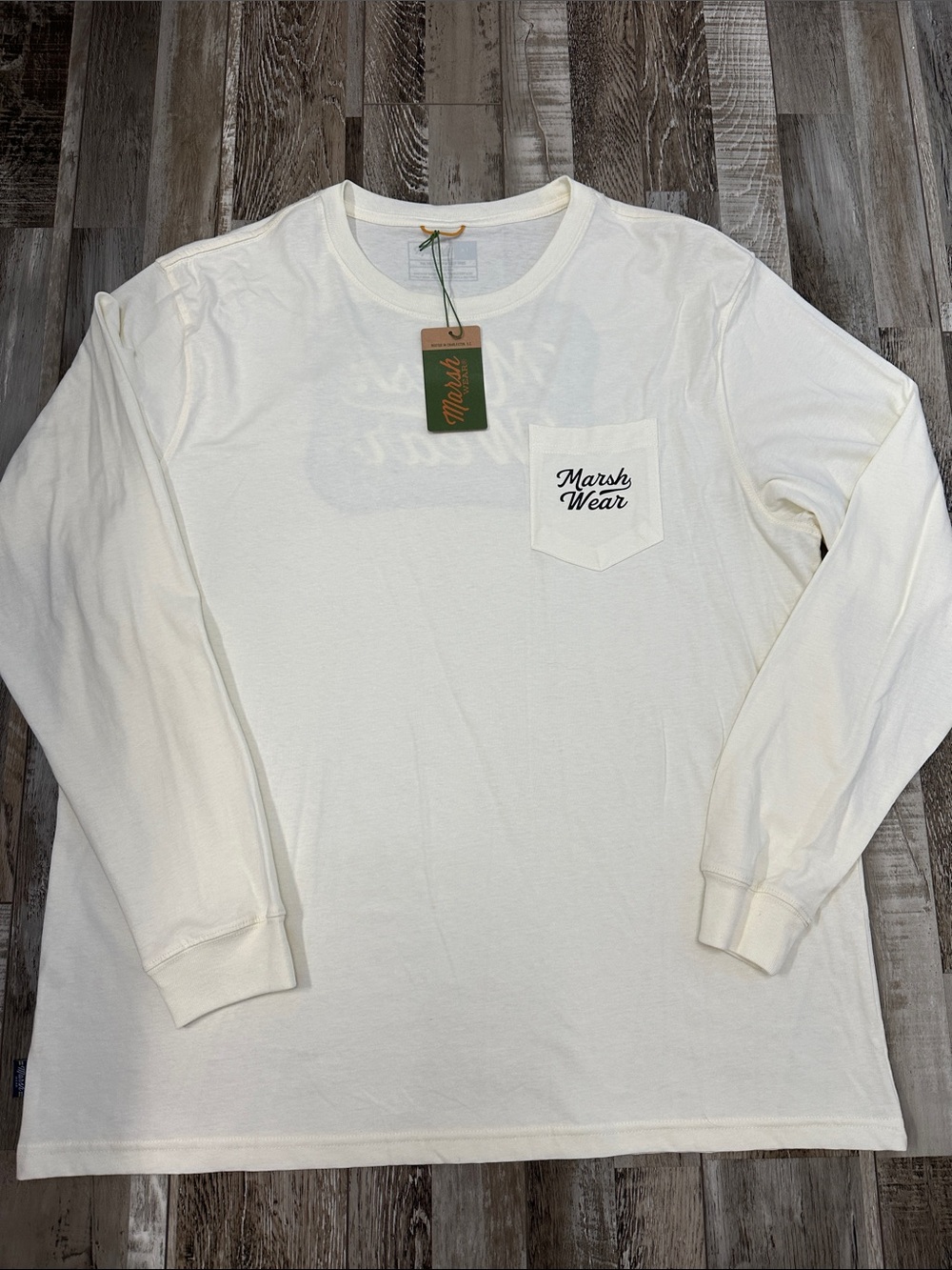 Marsh Wear Men's Roadside Long-Sleeve Pocket Tee — vintage White NWT!